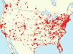 USA map of bed bug infestation 